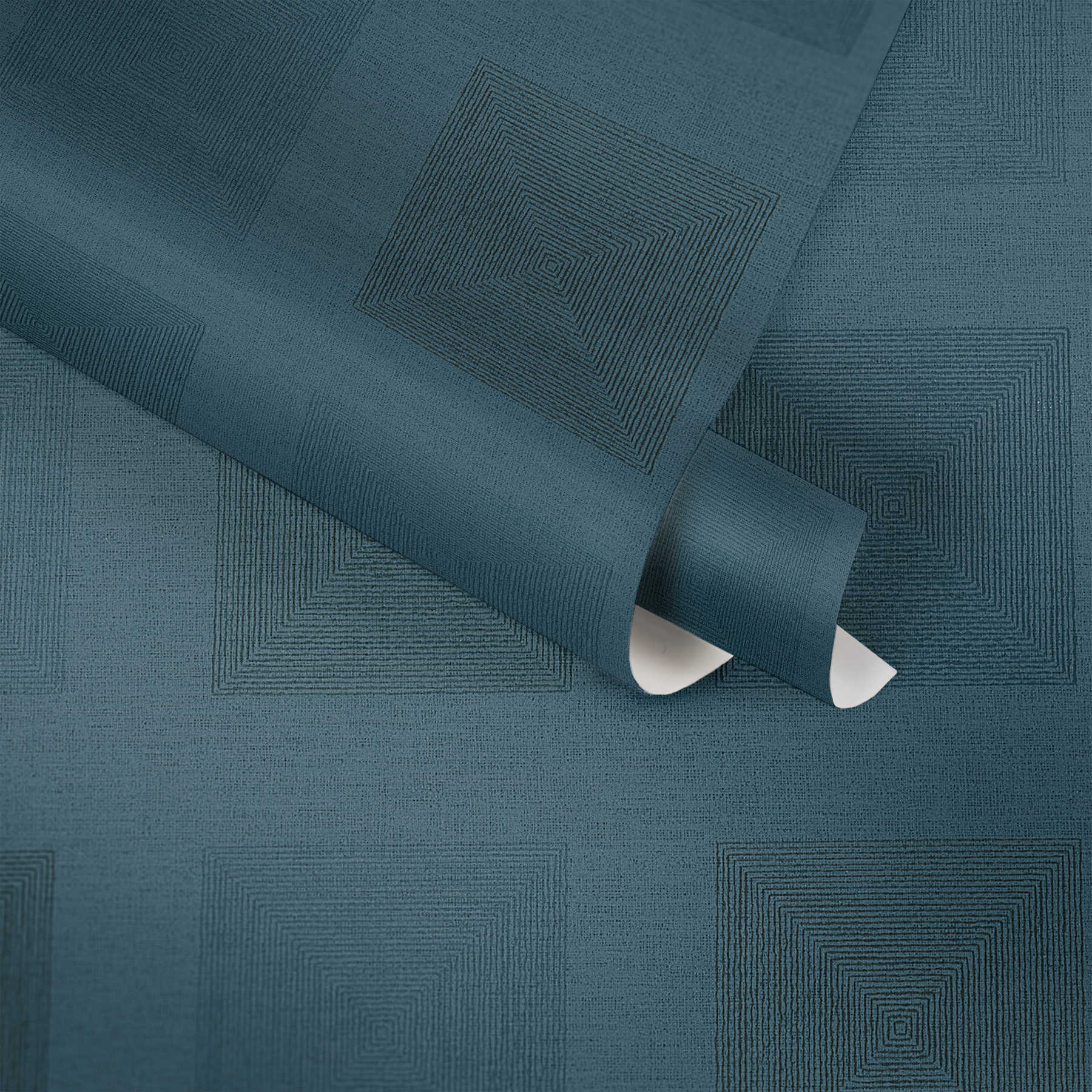             Afrikaans Behang Grafisch Patroon met Metaaleffect - Blauw
        