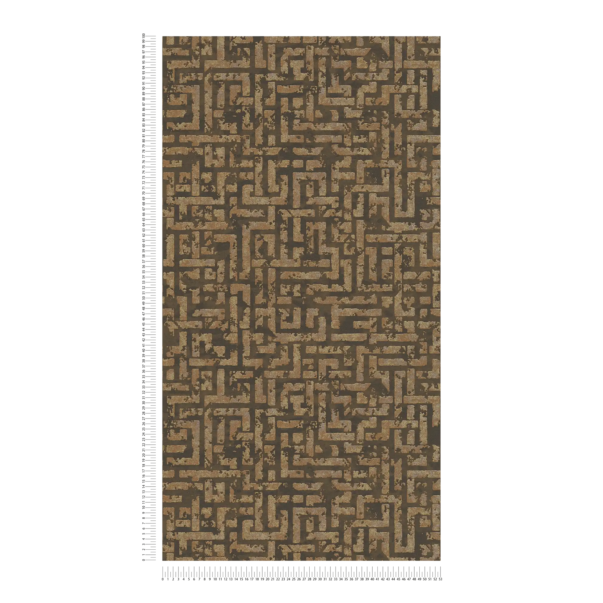             Ethno patroon behang met gebruikt design & reliëf grafiek - bruin, metallic
        