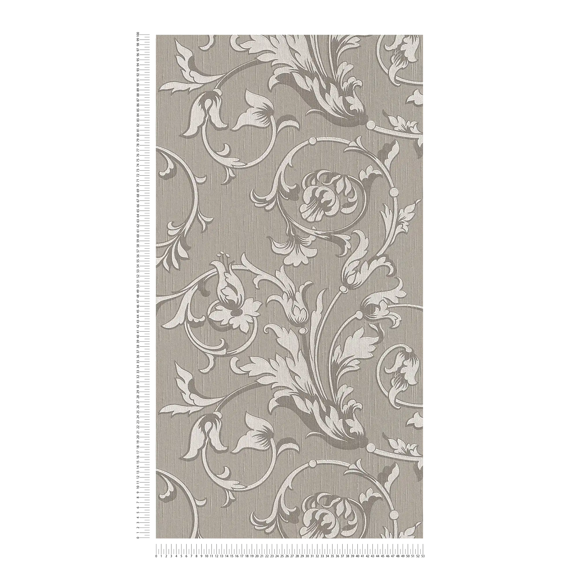             Colonioal style wallpaper with floral ornaments - brown, grey
        
