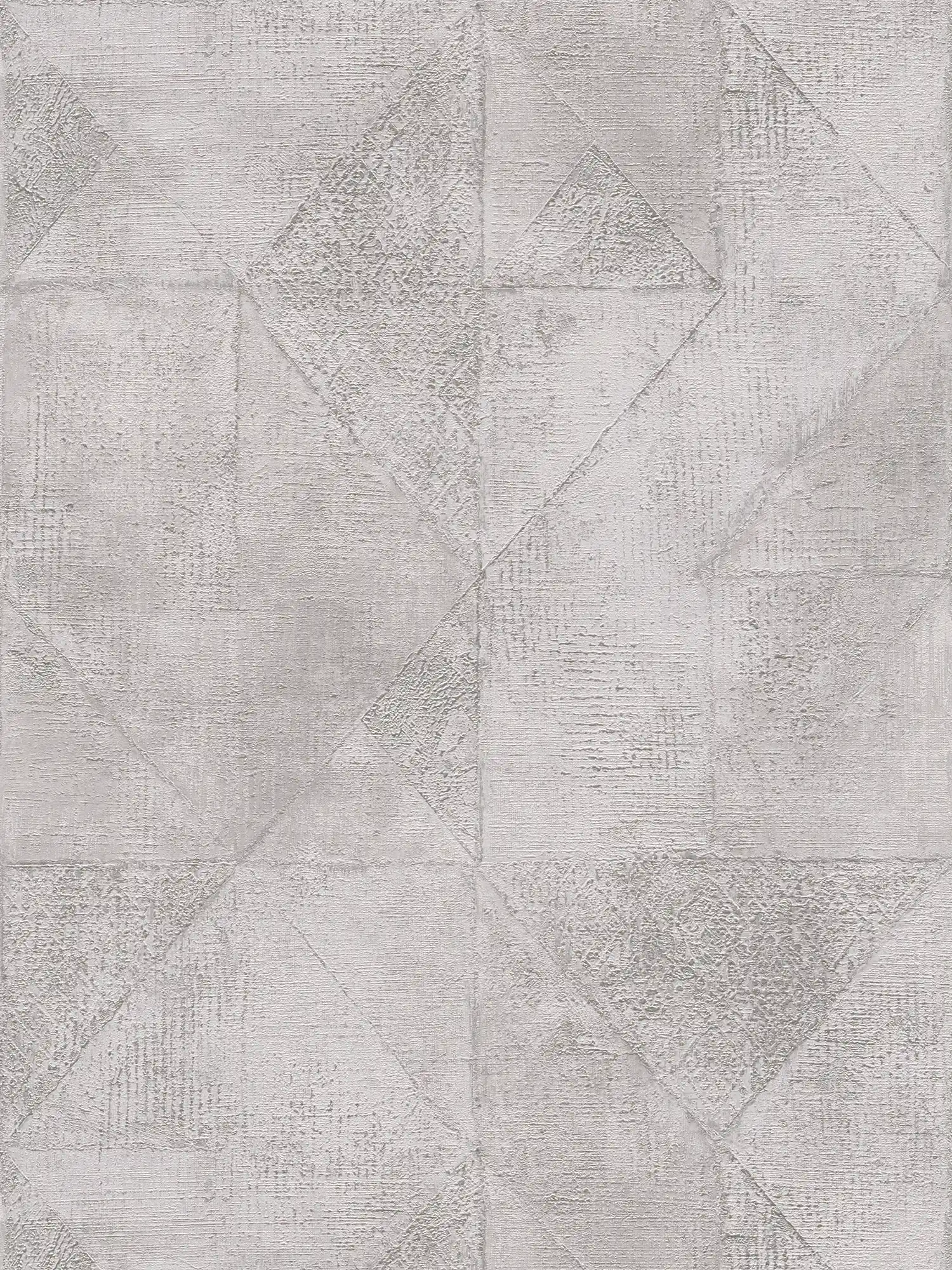 Papel pintado con motivo gráfico triangular textura metalizada brillante - gris, plata
