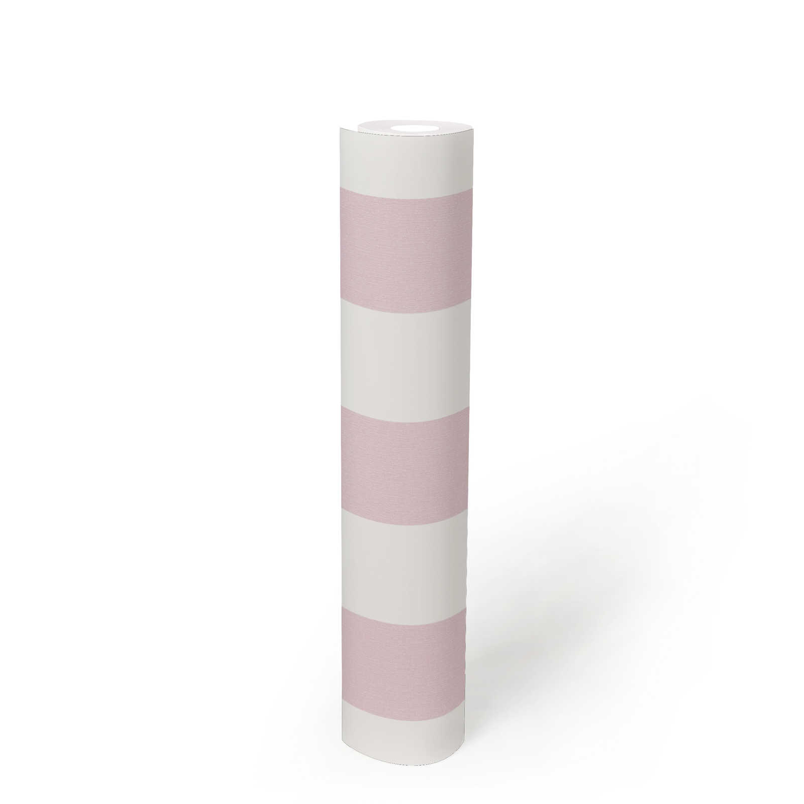             Carta da parati per bambine a strisce verticali - rosa, bianco
        