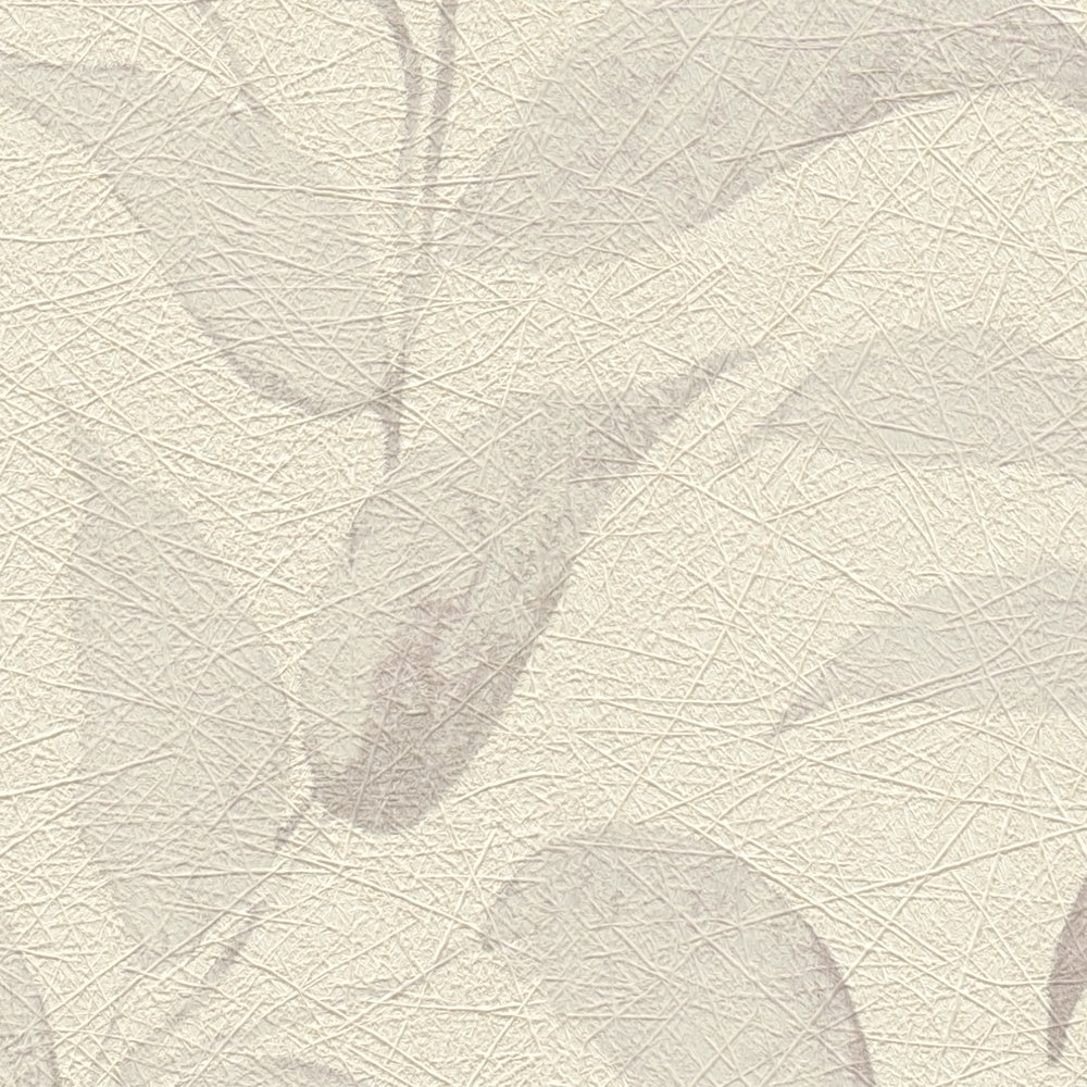             papier peint en papier floral avec feuilles structuré chatoyant - gris, argenté
        