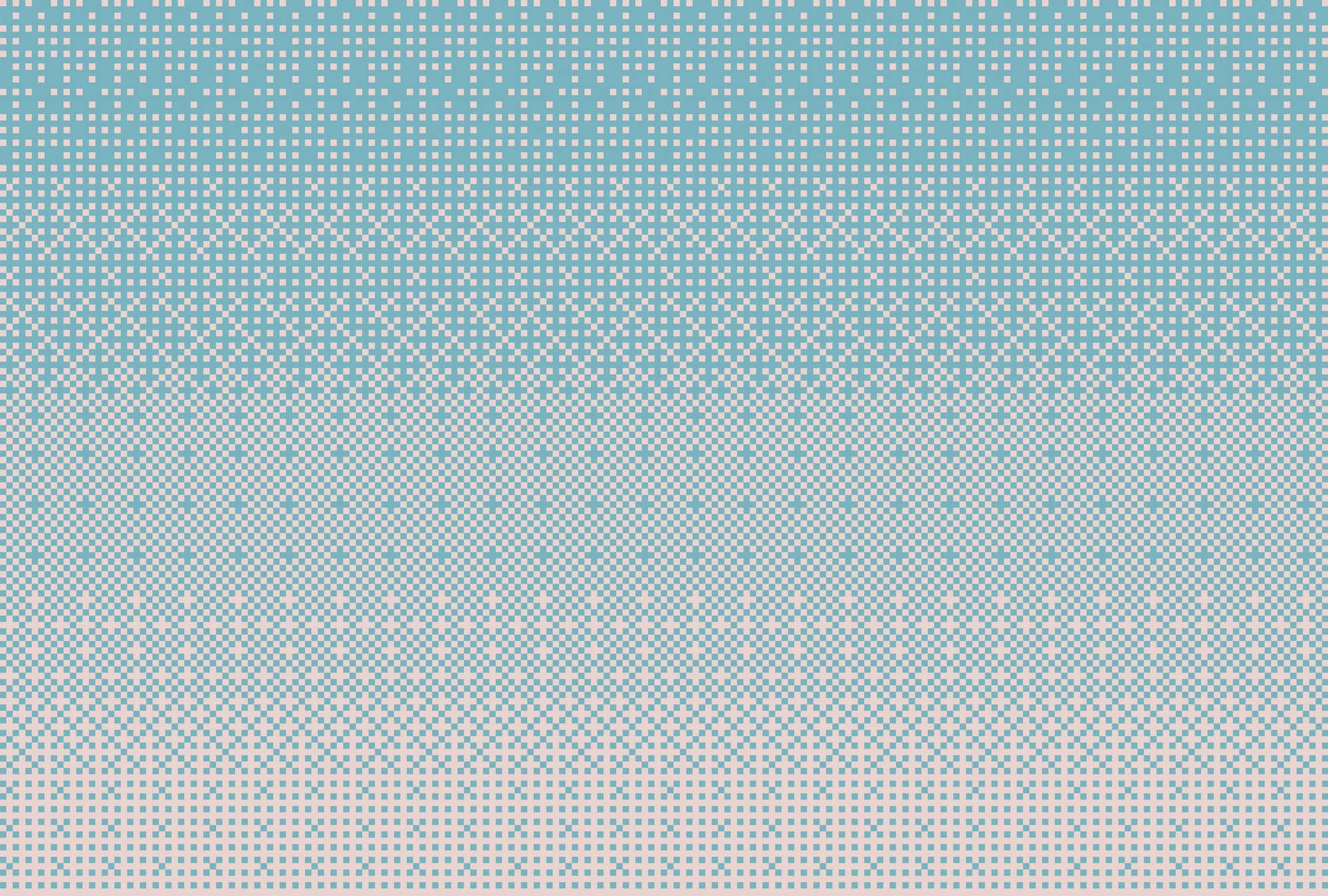             Photo wallpaper »pixi blue« - Cross stitch pattern with pixel style - Blue | Light textured non-woven
        