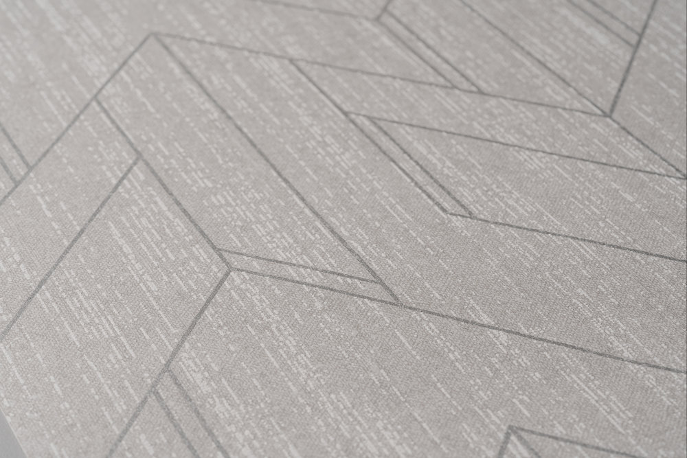             Textiel-look behang met structuur design & zilver patroon - grijs
        
