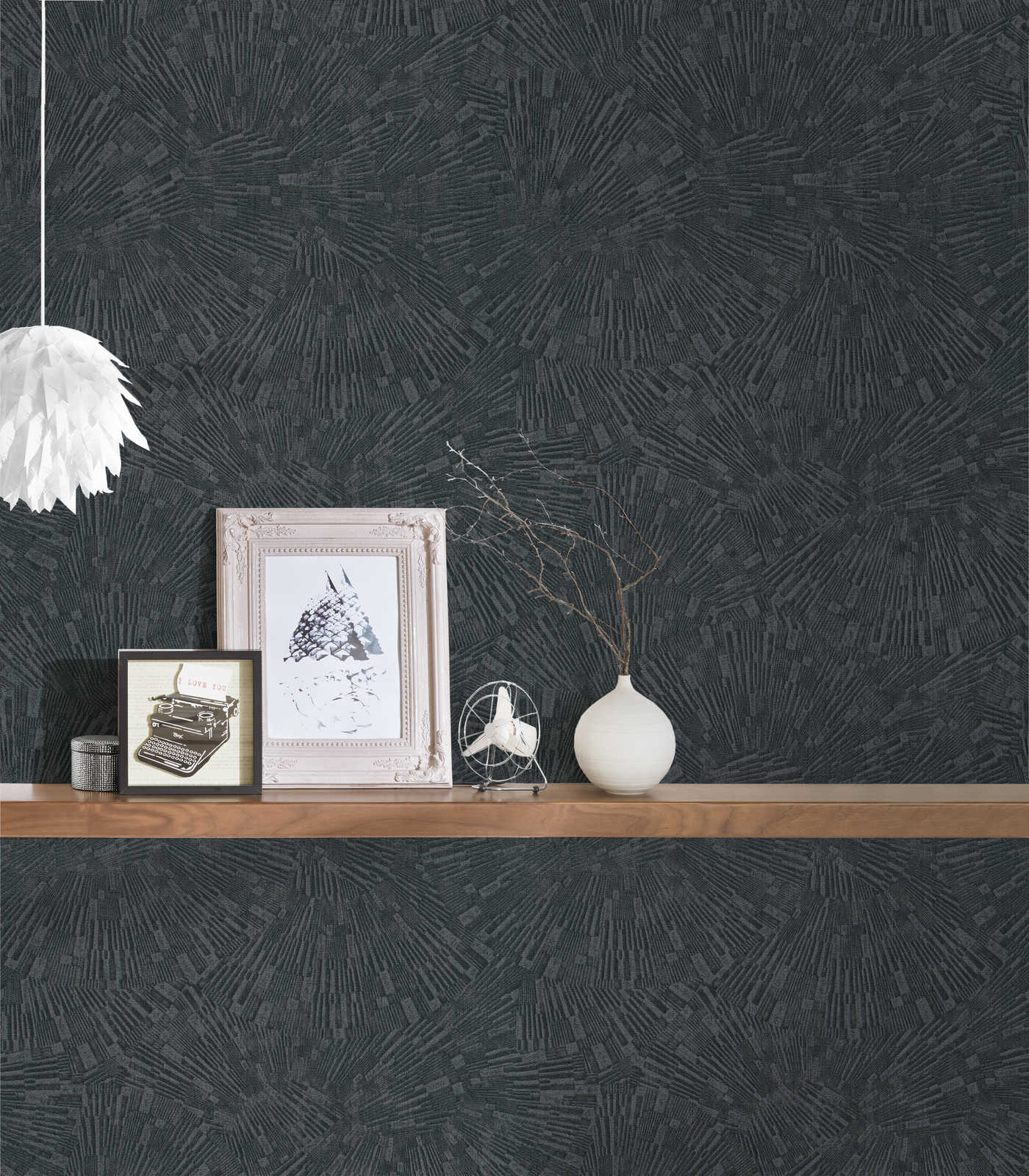             Black wallpaper glossy with texture effect - brown, black
        