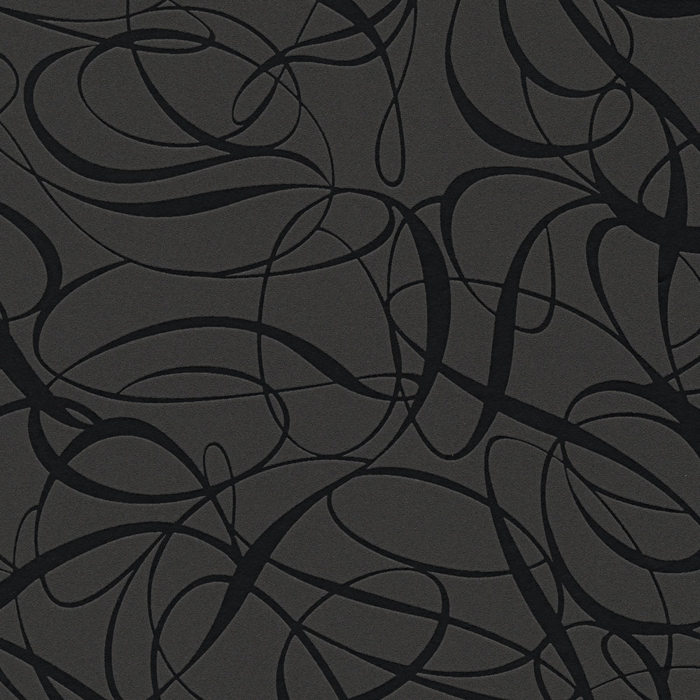             Vliesbehang lijnenspel en glanseffect - zwart, metallic
        