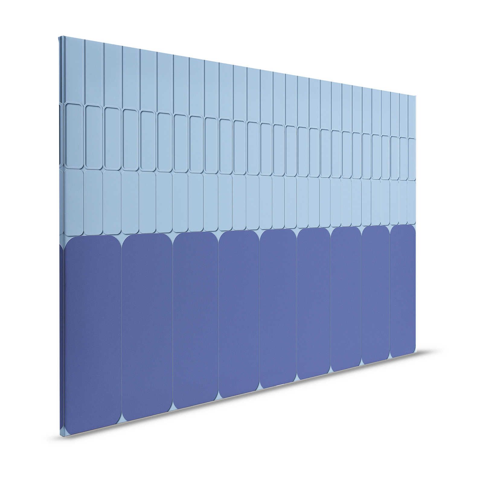 Metro 1 - Pintura sobre lienzo azul con motivos tono sobre tono - 1,20 m x 0,80 m
