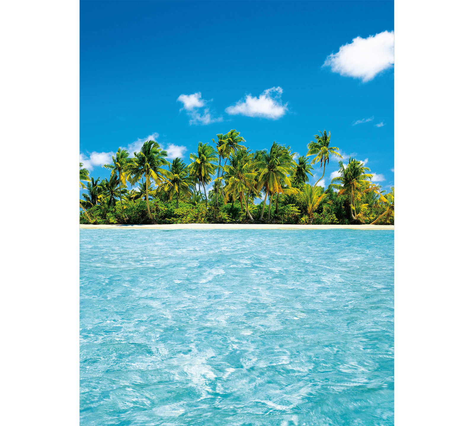 Maldives Papier peint panoramique Île de palmiers & mer, portrait
