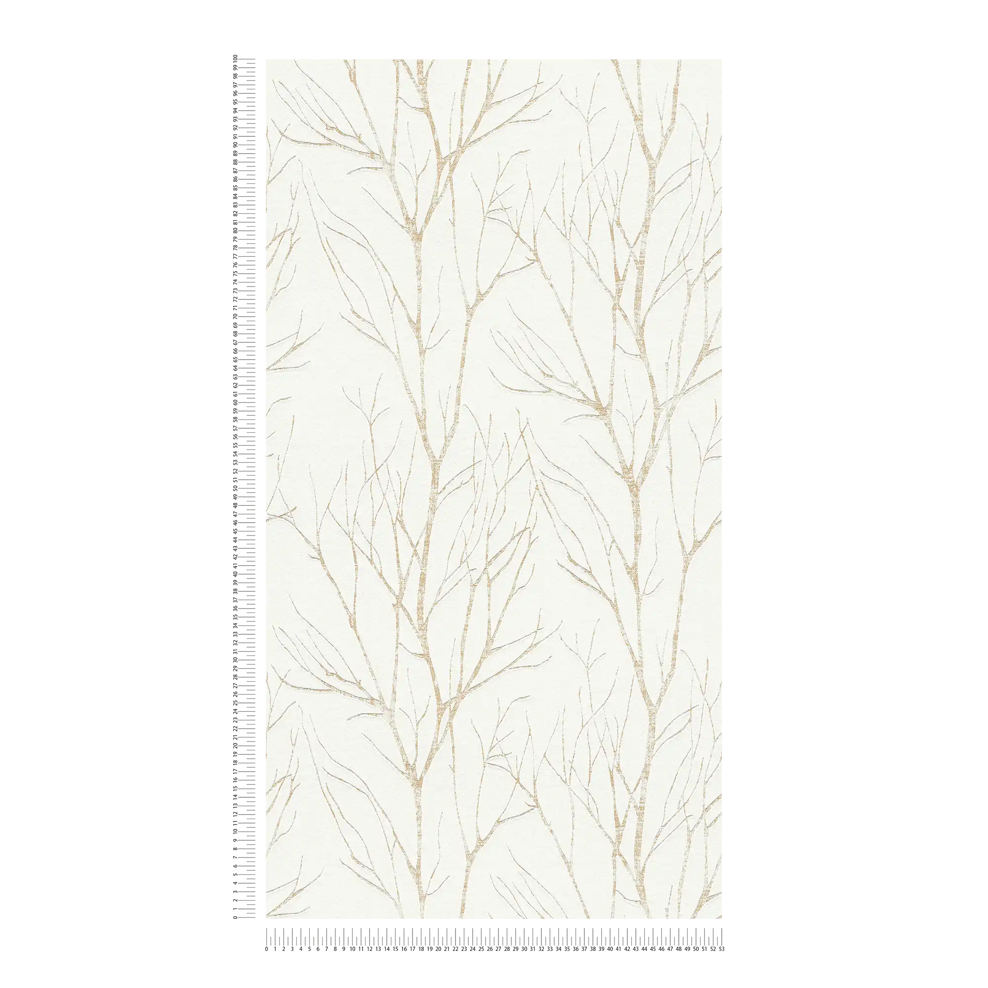             Papel pintado no tejido con motivo de árbol y efecto metálico - beige, crema, metálico
        
