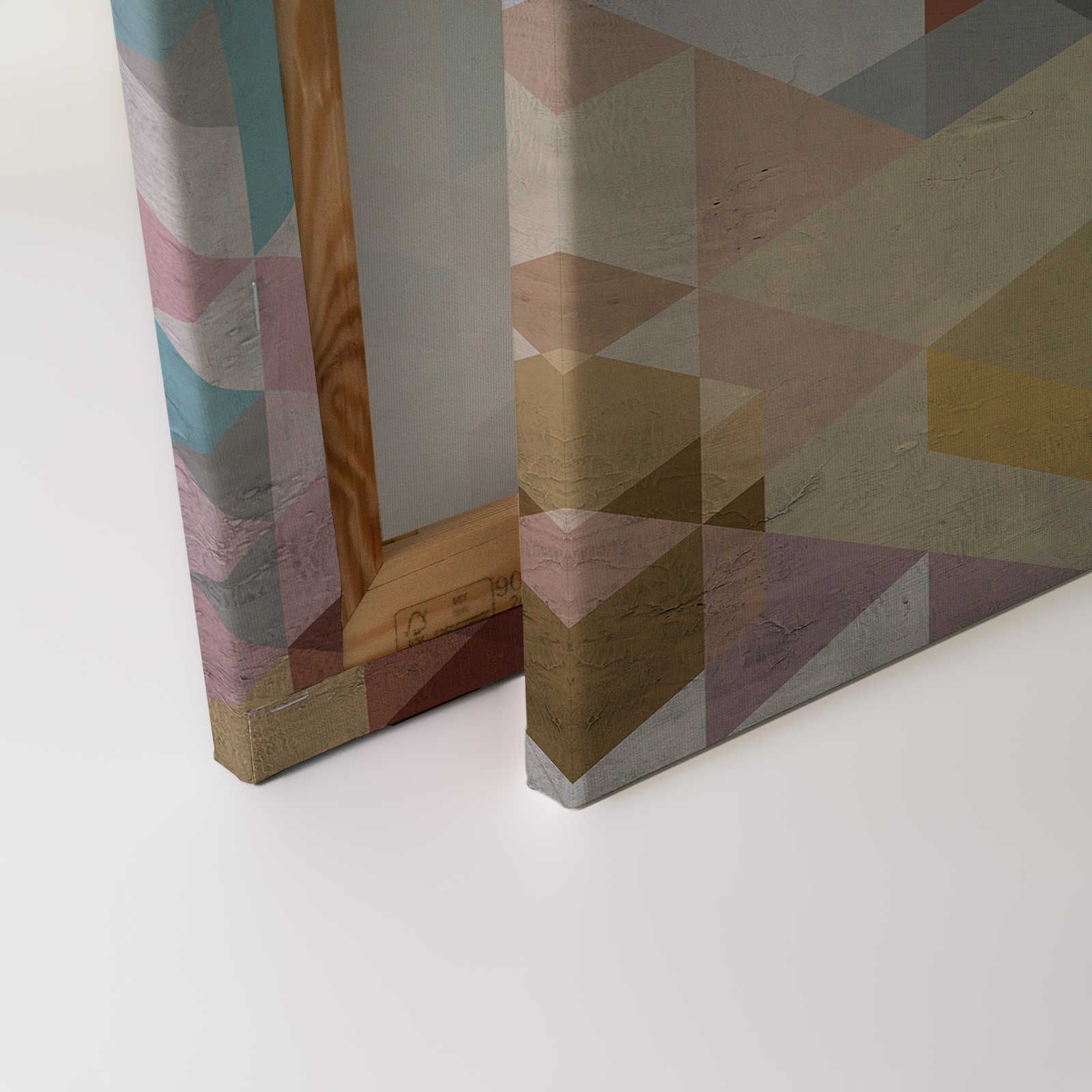            Tableau toile losanges, multicolore & géométrique, look usé - 1,20 m x 0,80 m
        