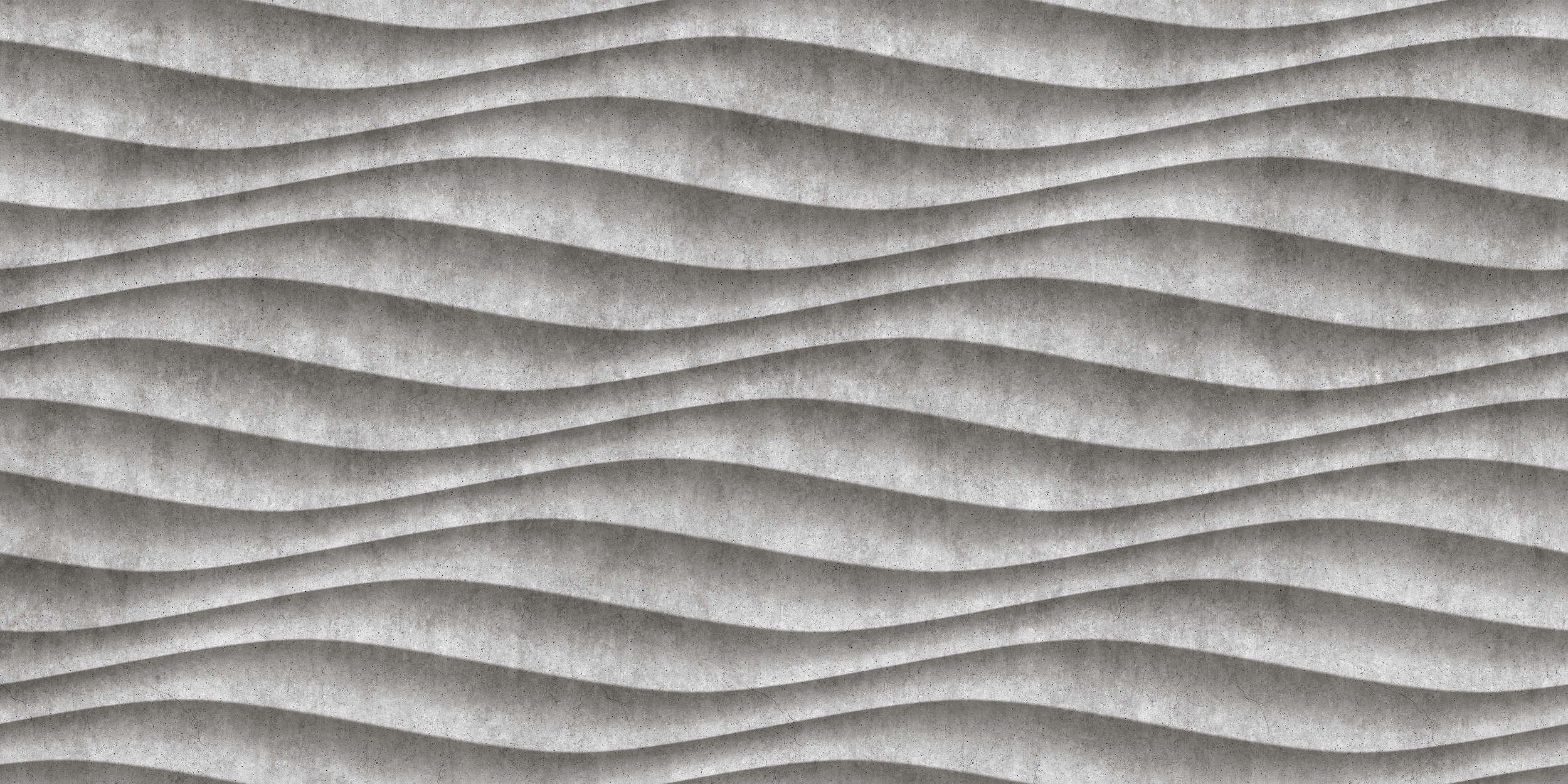             Canyon 2 - Cool 3D Concrete Waves Onderlaag behang - Grijs, Zwart | Matte Gladde Vlieseline
        