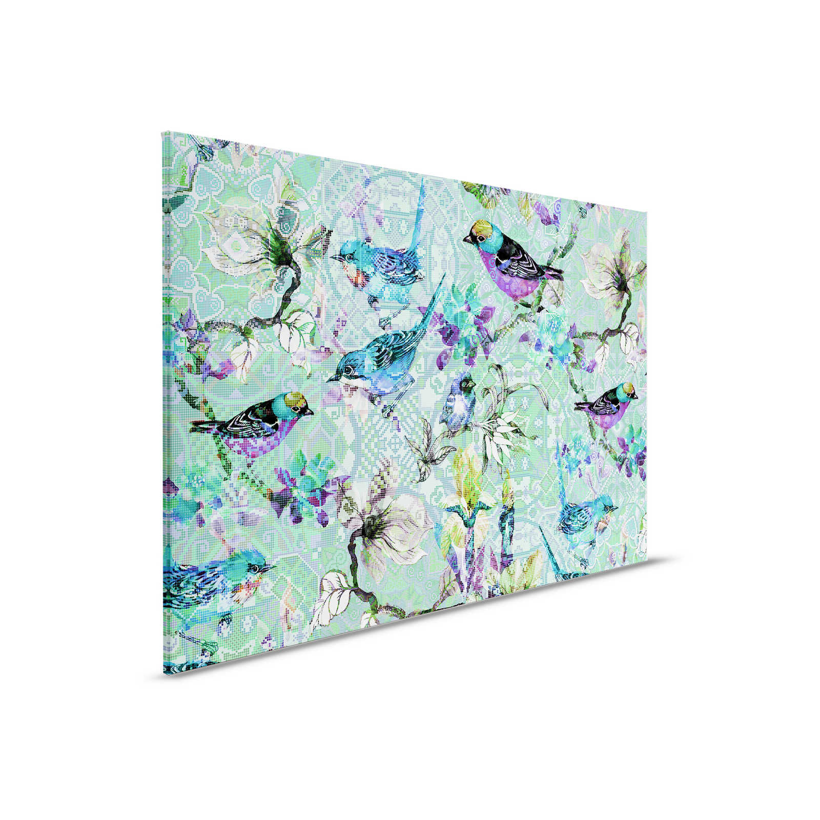         Bird canvas picture with mosaic pattern | mosaic birds 3 - 0,90 m x 0,60 m
    