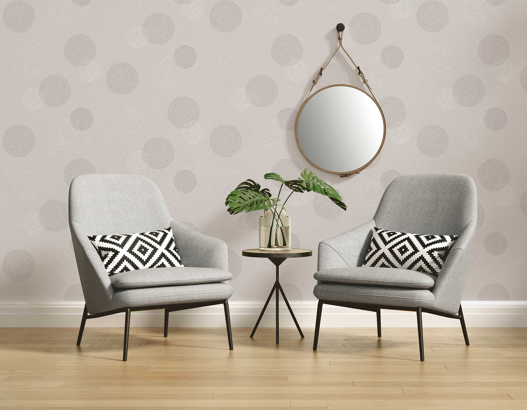             Textured wallpaper with retro pattern 50s vintage look - grey
        