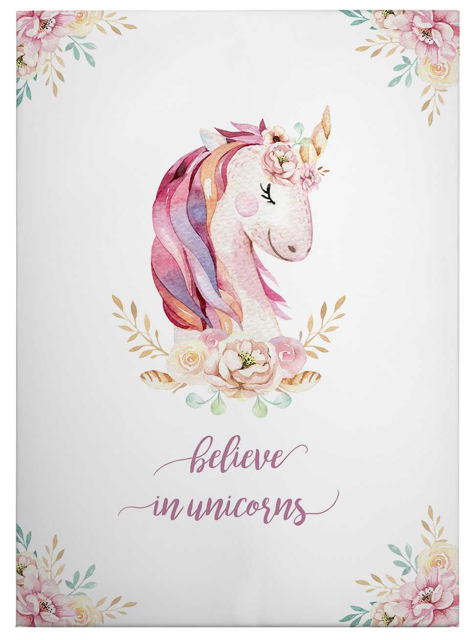             Kvilis canvas print of pink unicorn design for girls
        