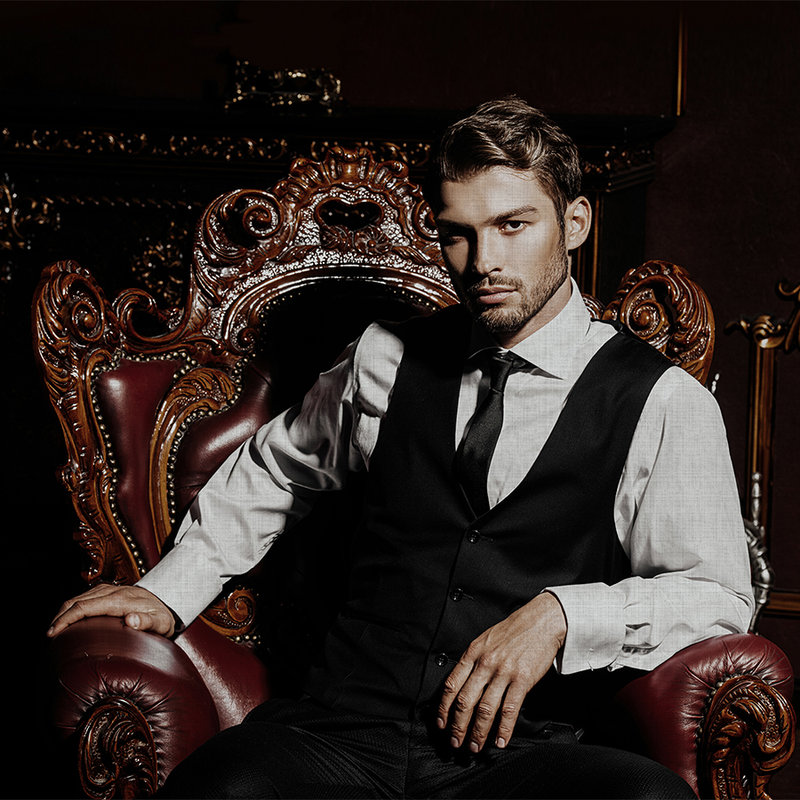 Black tie 2 - Papel pintado fotográfico con estructura de lino natural, de moda y elegante - Marrón, cobre | Nácar liso no tejido
