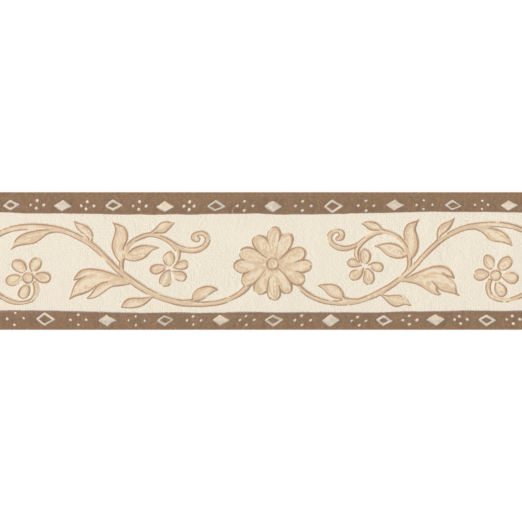         Classic wallpaper border with floral pattern - beige, brown
    