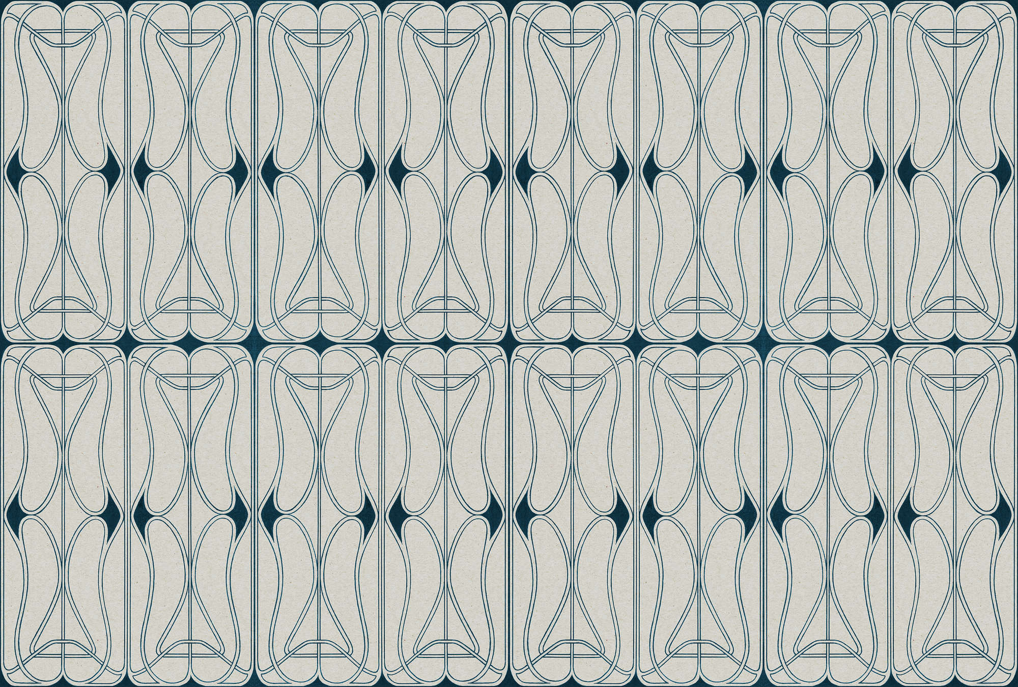             Astoria 1 - Art Nouveau Patroon Grijs & Zwart Blauw Behang
        