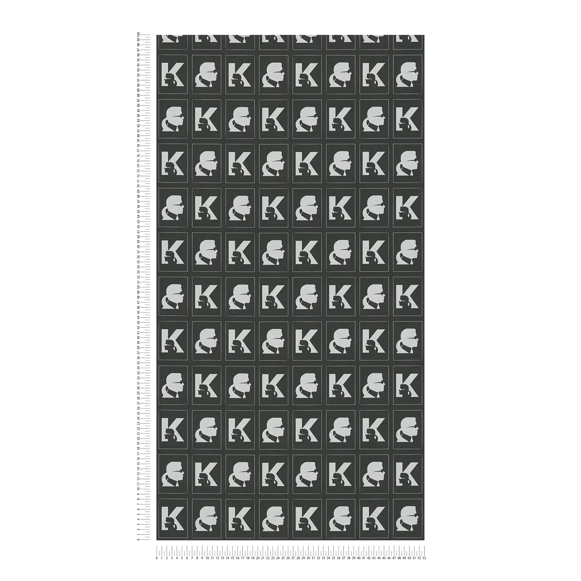             Papel pintado no tejido Karl LAGERFELD con motivo de emblema - metálico, negro
        