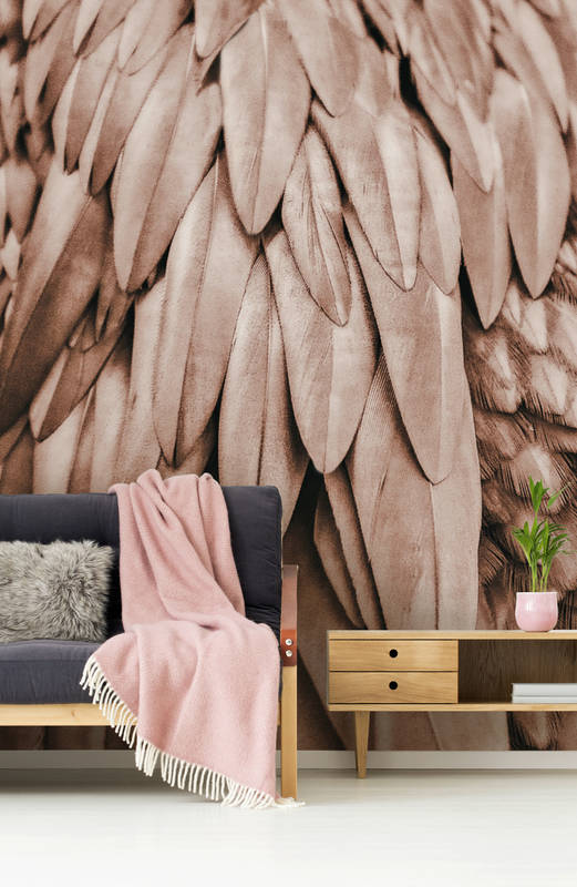             Photo wallpaper feather wings in sepia brown
        