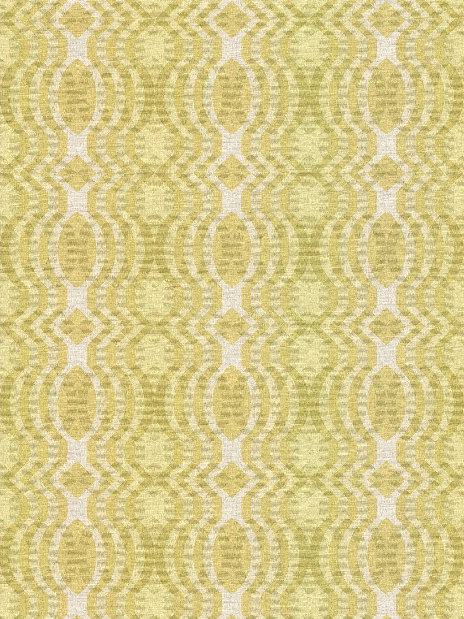         Vliesbehang in retrostijl met geometrisch patroon - groen, crème, wit
    