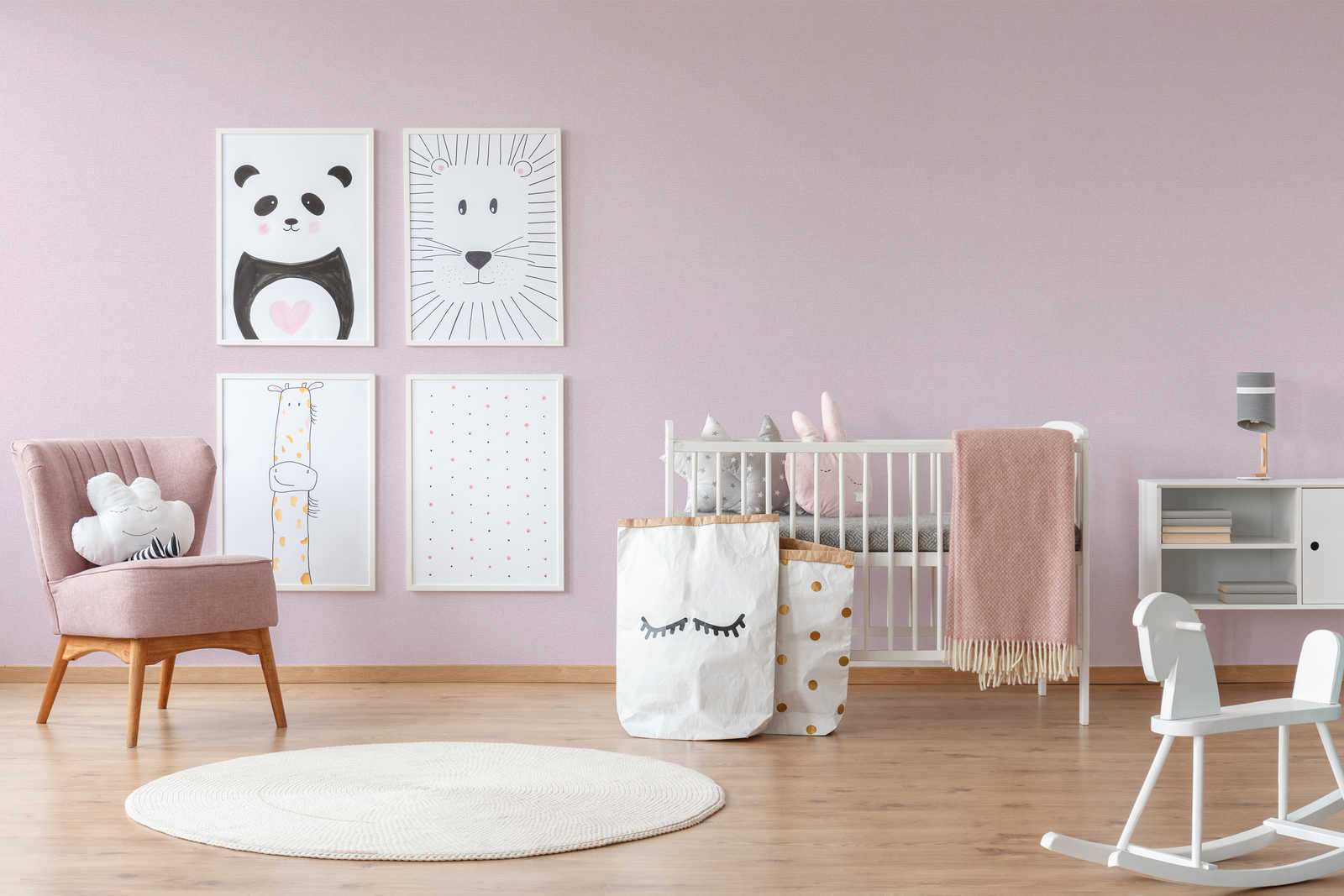             Non-woven wallpaper pink for girls & Nursery - pink
        