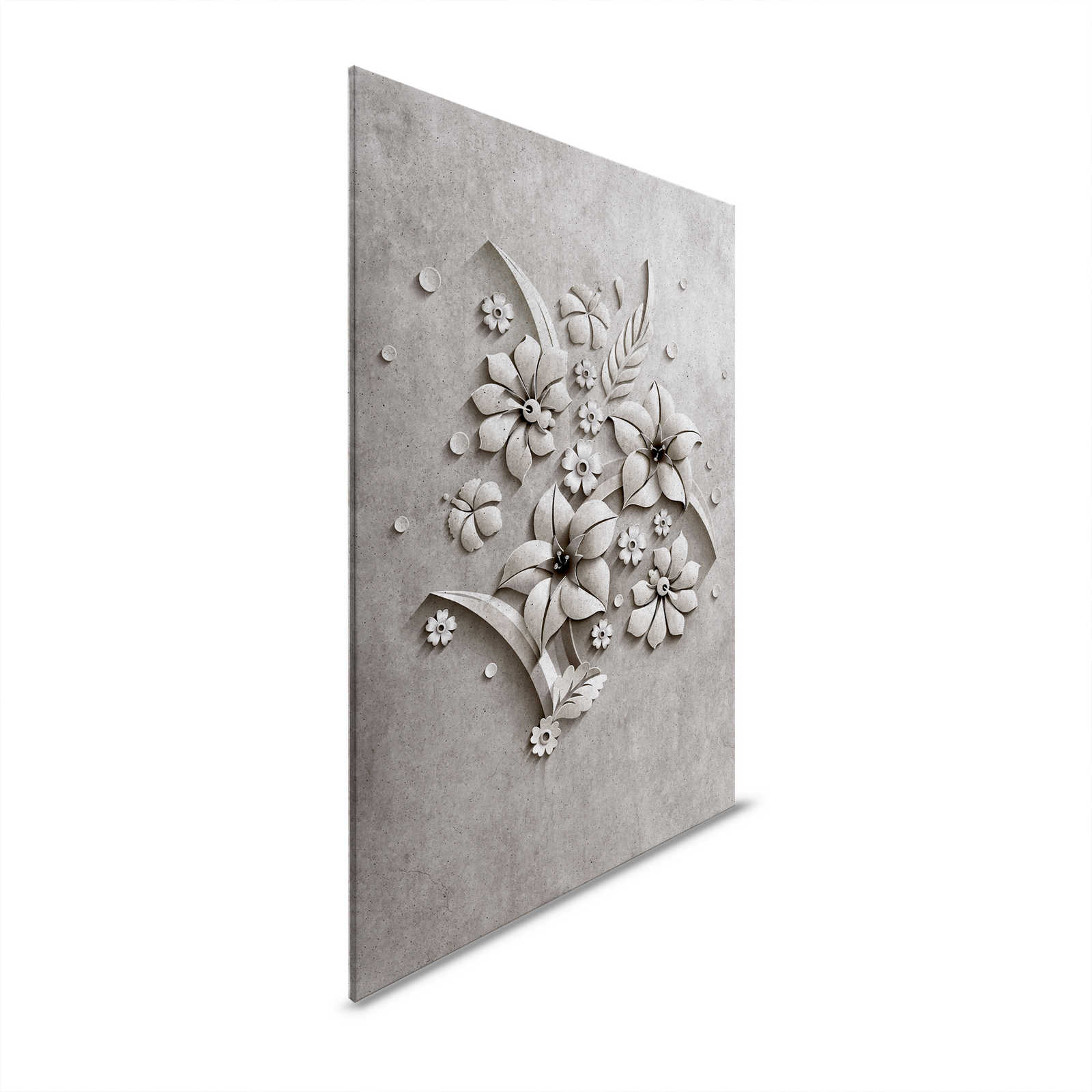 Relieve 1 - Pintura sobre lienzo en estructura de hormigón de un relieve floral - 0,90 m x 0,60 m
