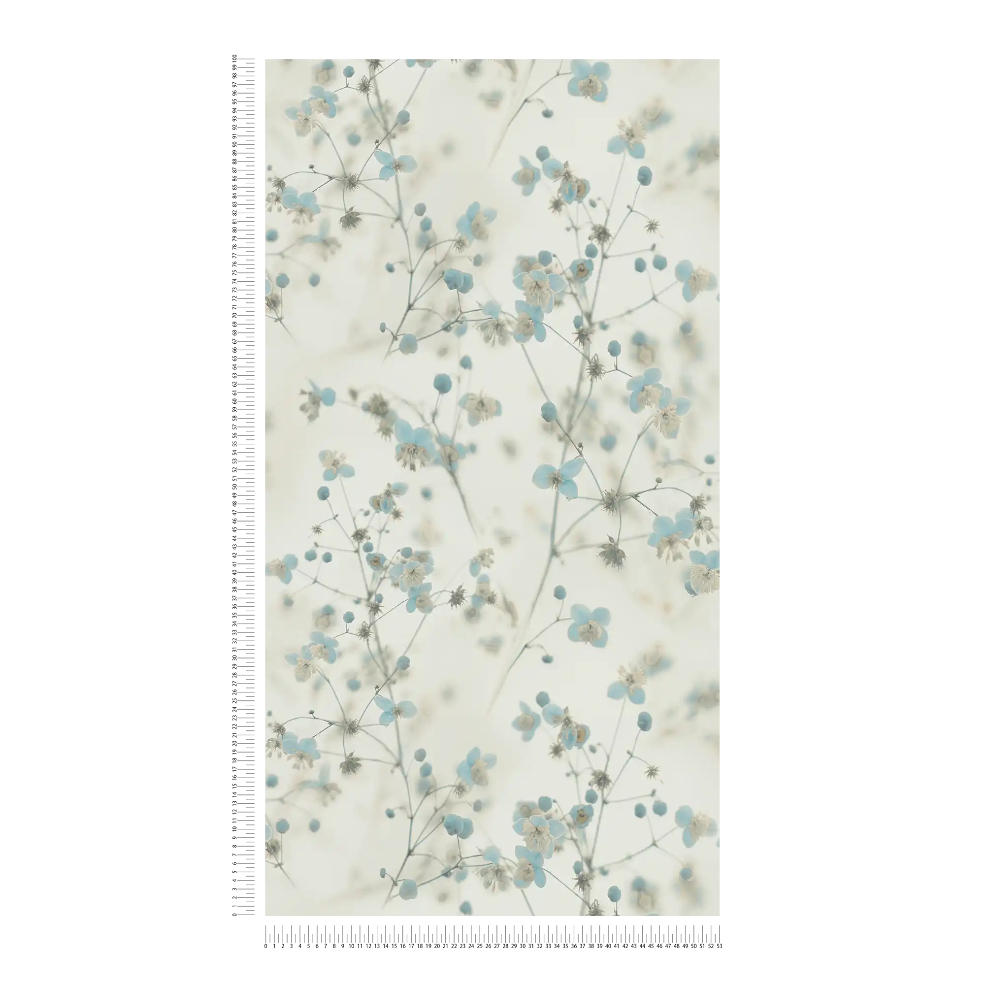             Papier peint romantique fleuri style collage photo - gris, bleu
        