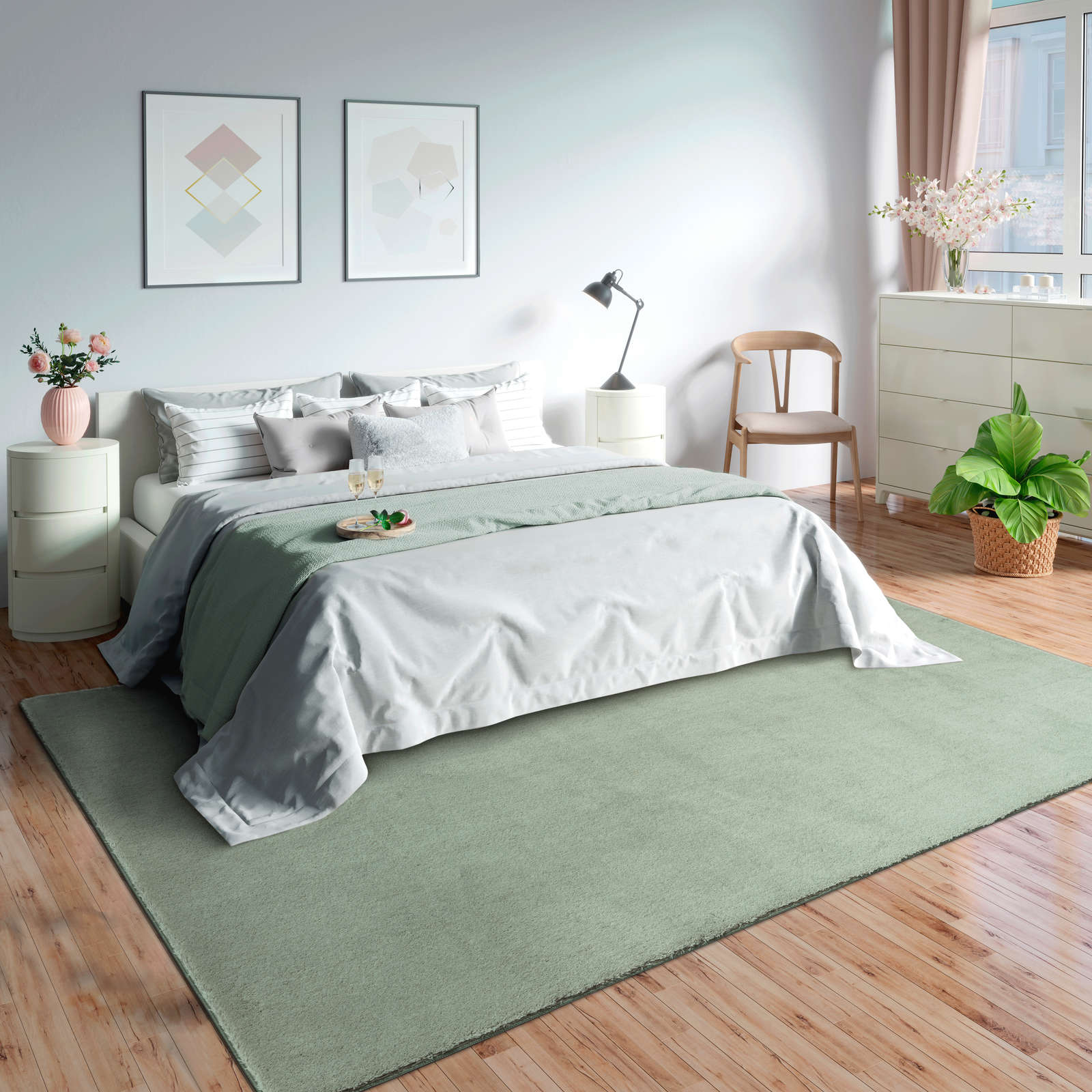             Zacht hoogpolig tapijt in groen - 290 x 200 cm
        
