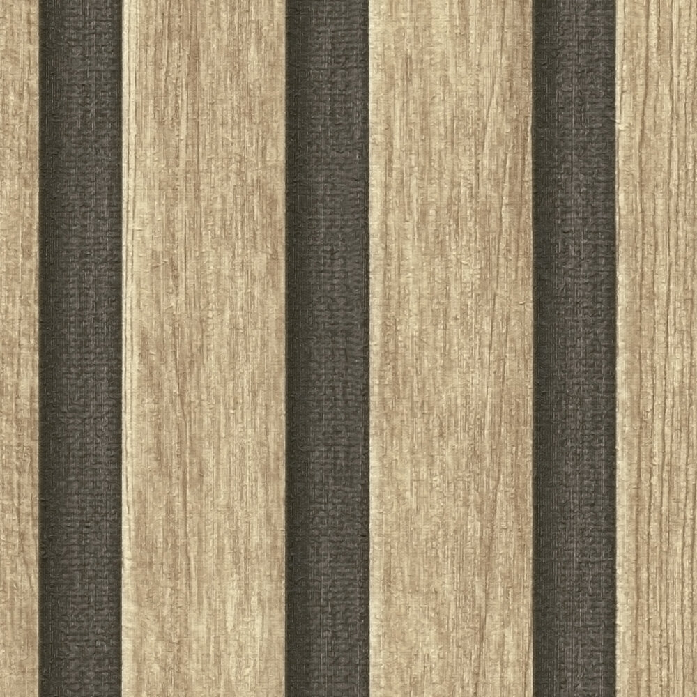             Papier peint imitation bois avec motif de lambris - beige, marron
        