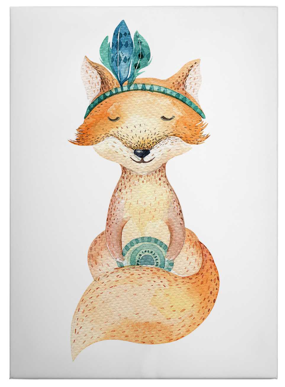             Canvas print of hippie fox by Kvilis – colourful
        