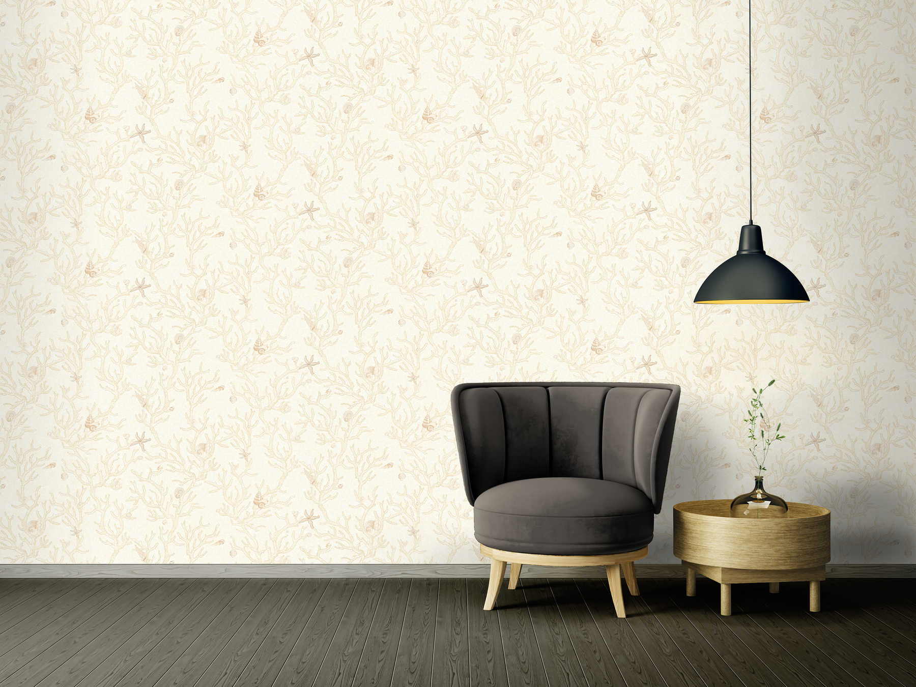             Wallpaper VERSACE with coral pattern - cream, metallic
        