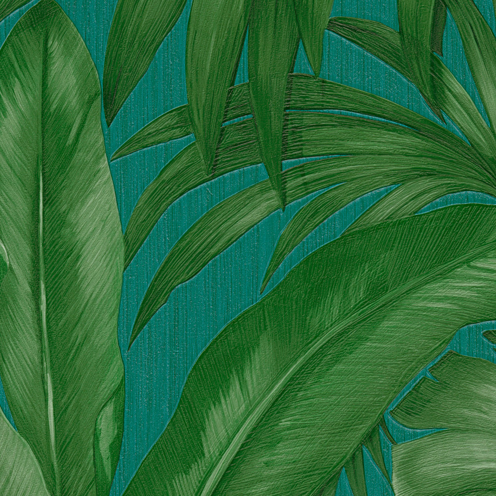             Jungle wallpaper VERSACE with palm leaves motif - green
        