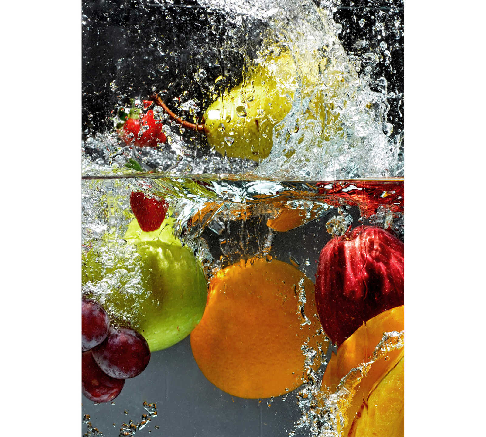         Photo wallpaper fruit in water, portrait format - colourful, yellow, red
    