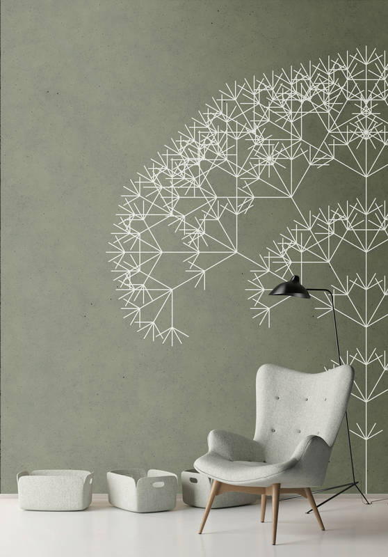             Photo wallpaper dandelions tree - green, white
        
