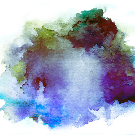 Papel Pintado Acuarela Mancha de Tinta, Gris Azul Degradado
