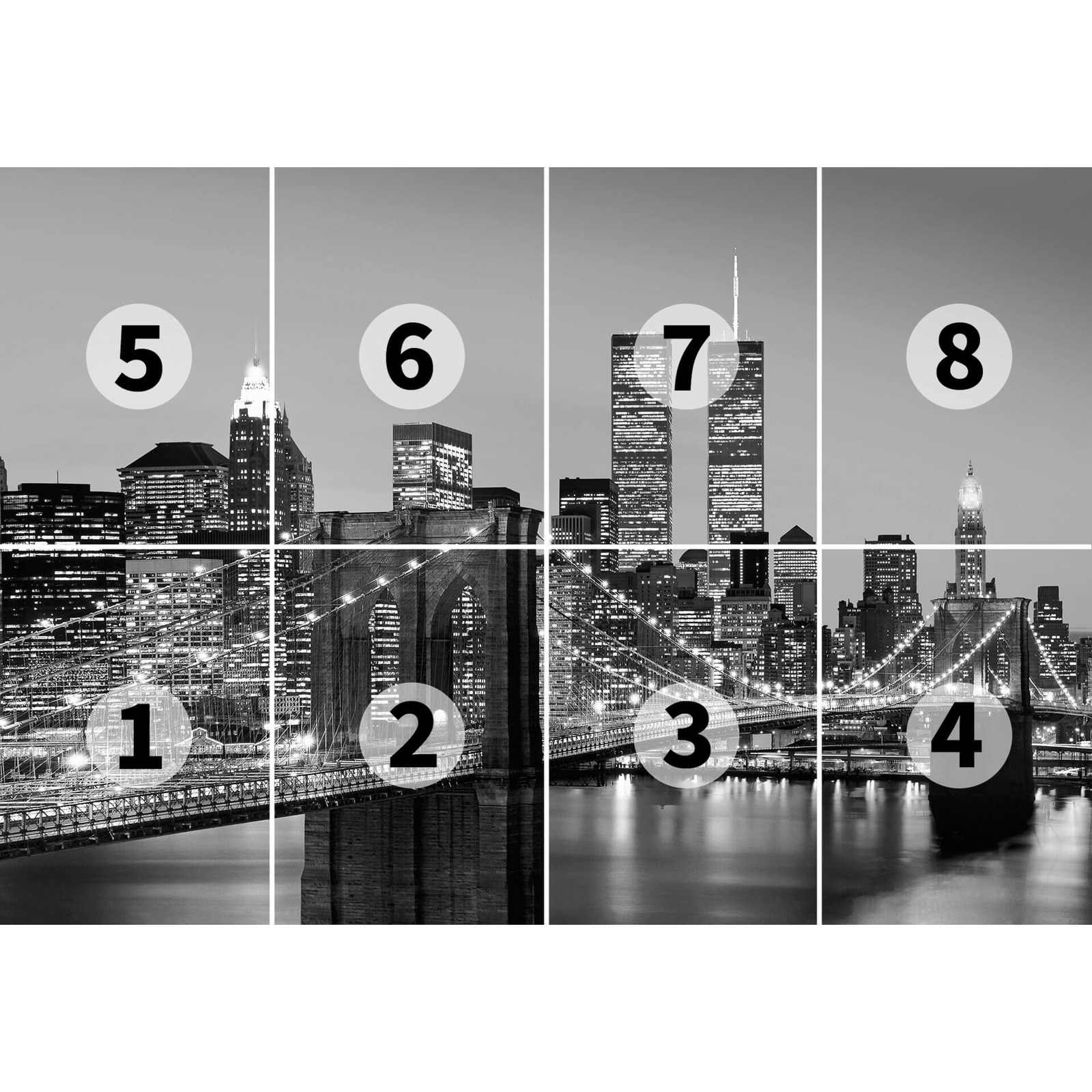             Papier peint panoramique noir et blanc Retro Manhattan Skyline
        