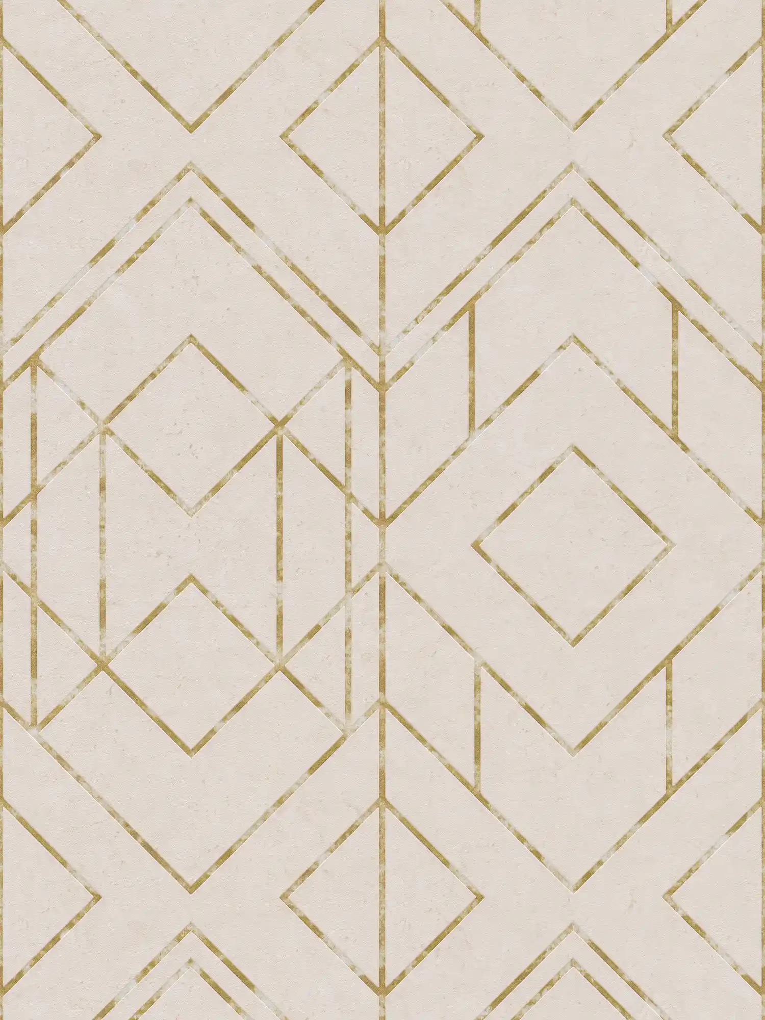 Non-woven wallpaper with metallic effect & graphic design - beige, metallic
