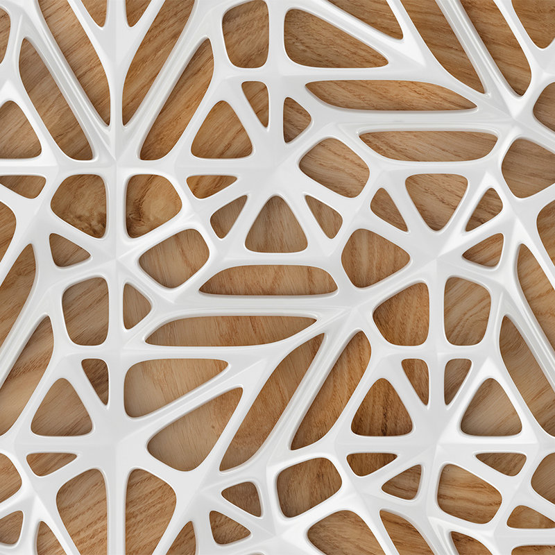 Wood effect wallpaper modern 3D design - white, brown
