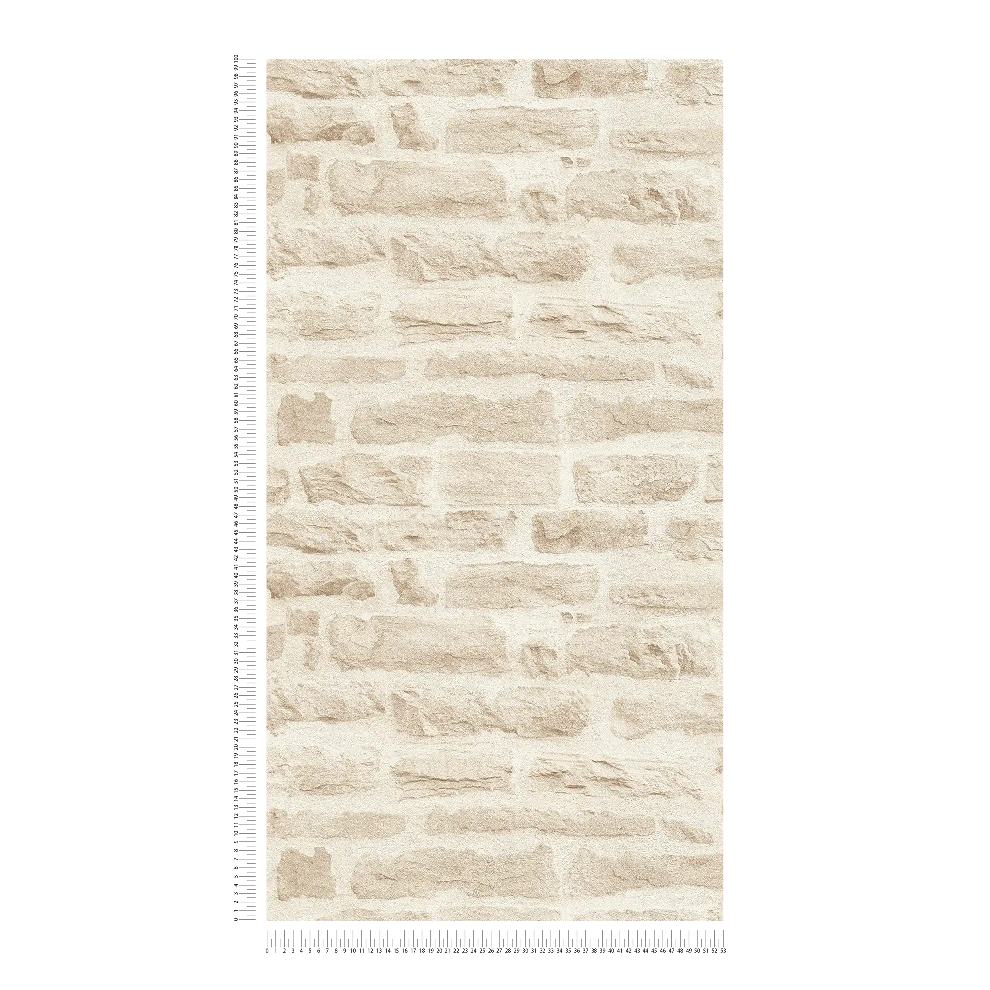             Light non-woven wallpaper natural stone with wall design - beige, cream
        
