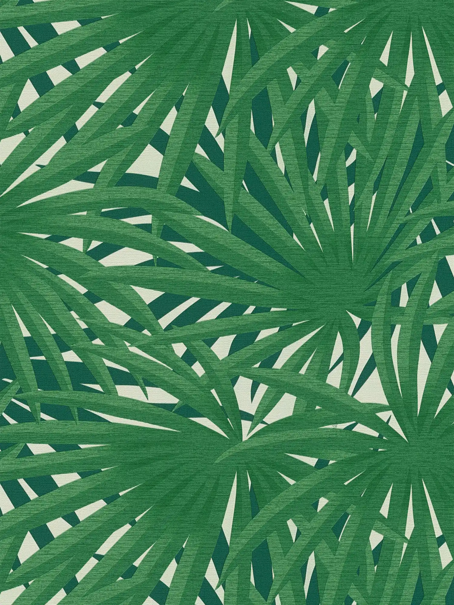 Tropical wallpaper with jungle design & metallic luster - green, metallic, white
