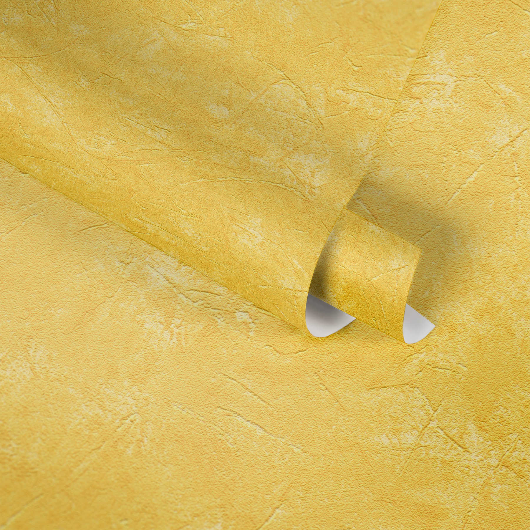            Plaster optic wallpaper sun yellow in Mediterranean style
        