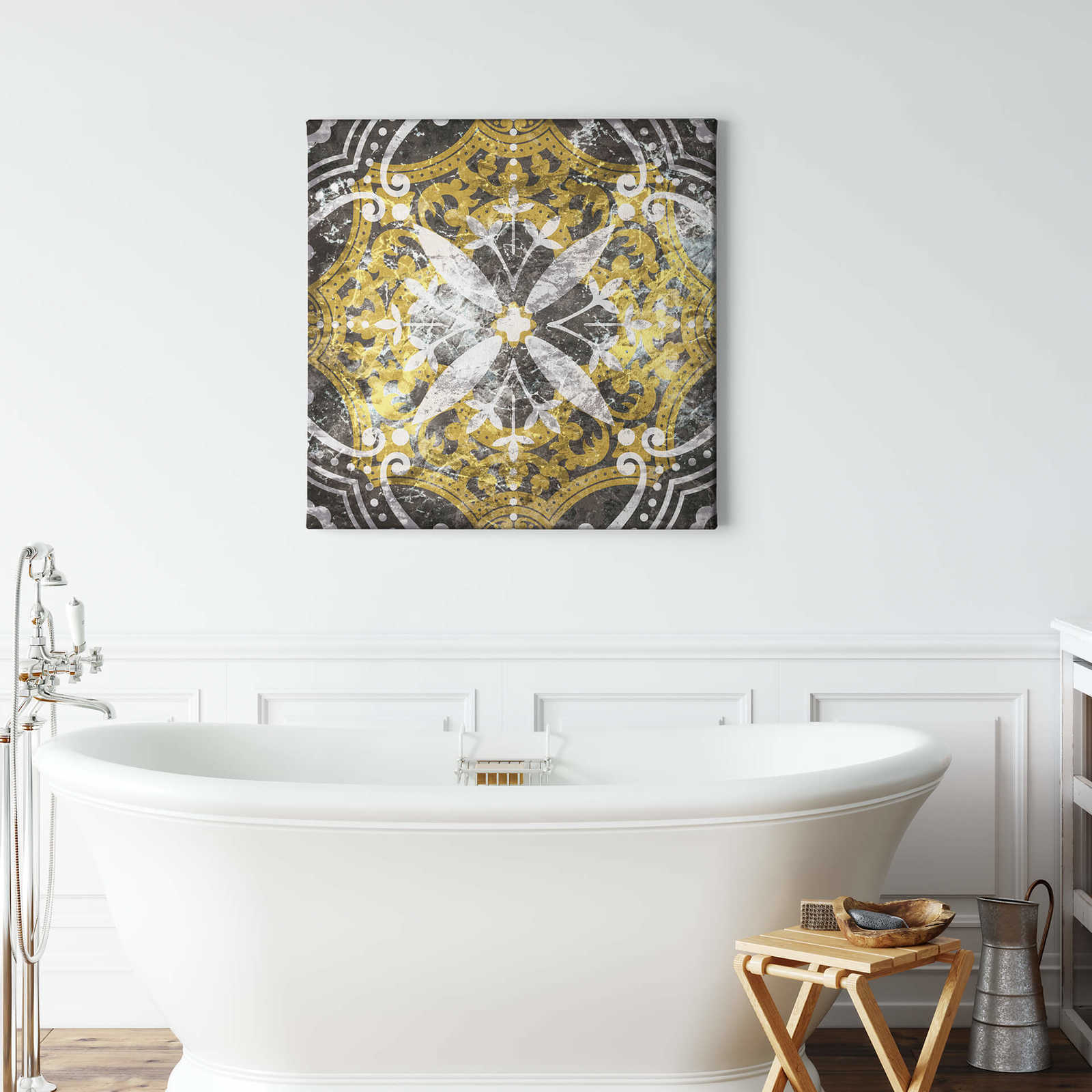             Canvas print square abstract art – blue, yellow
        
