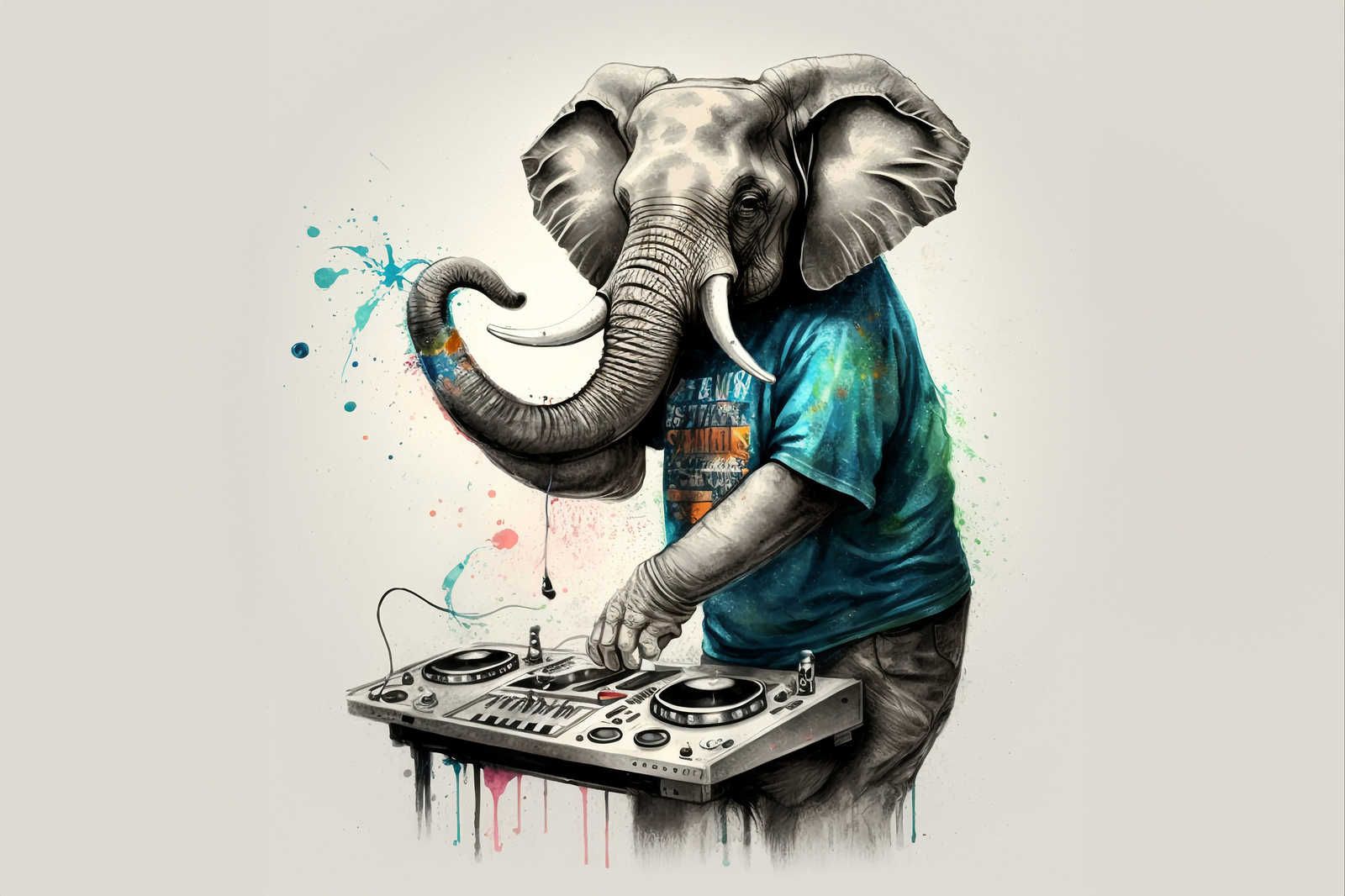             KI Canvas painting »elephant dj« - 90 cm x 60 cm
        