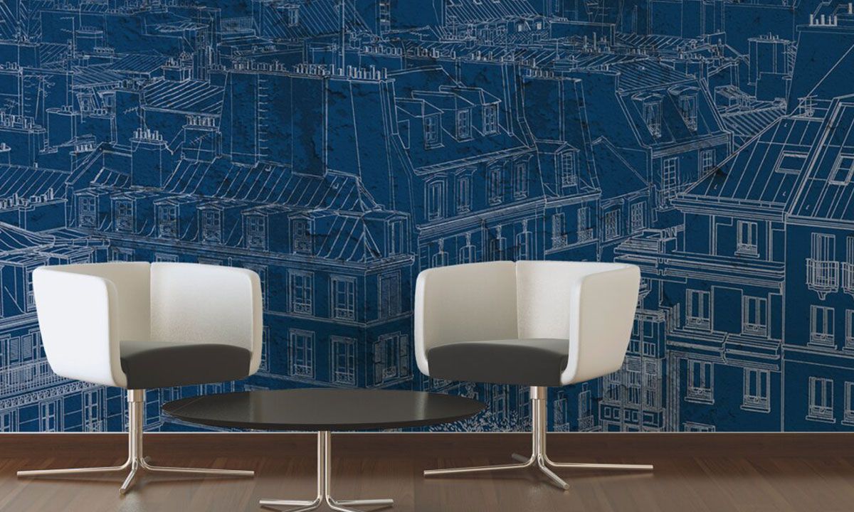 Architecture design for the wall with blueprint photo wallpaper DD117350