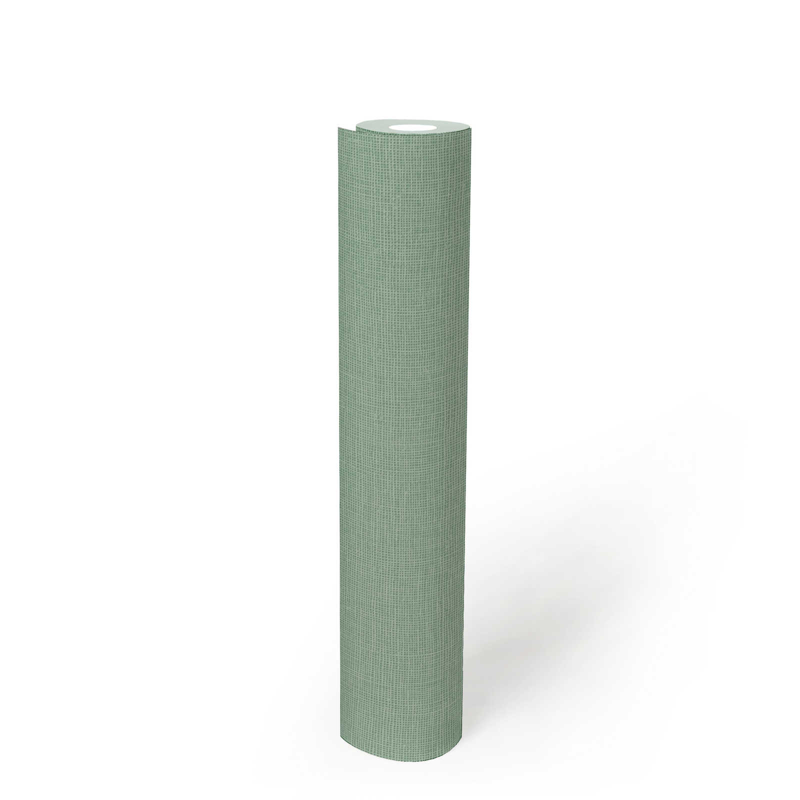             Papel pintado no tejido liso con estructura de lino - verde
        