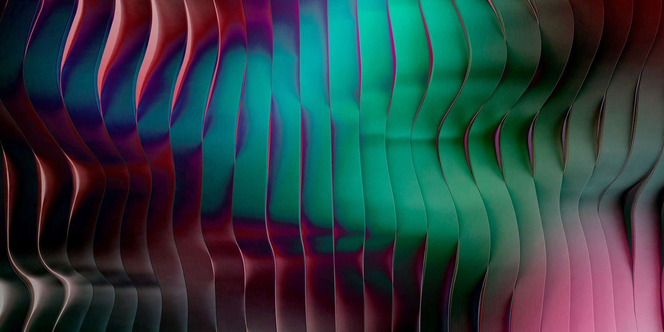             solaris 2 - Modern photo wallpaper with wavy architecture - neon colours | light textured non-woven
        