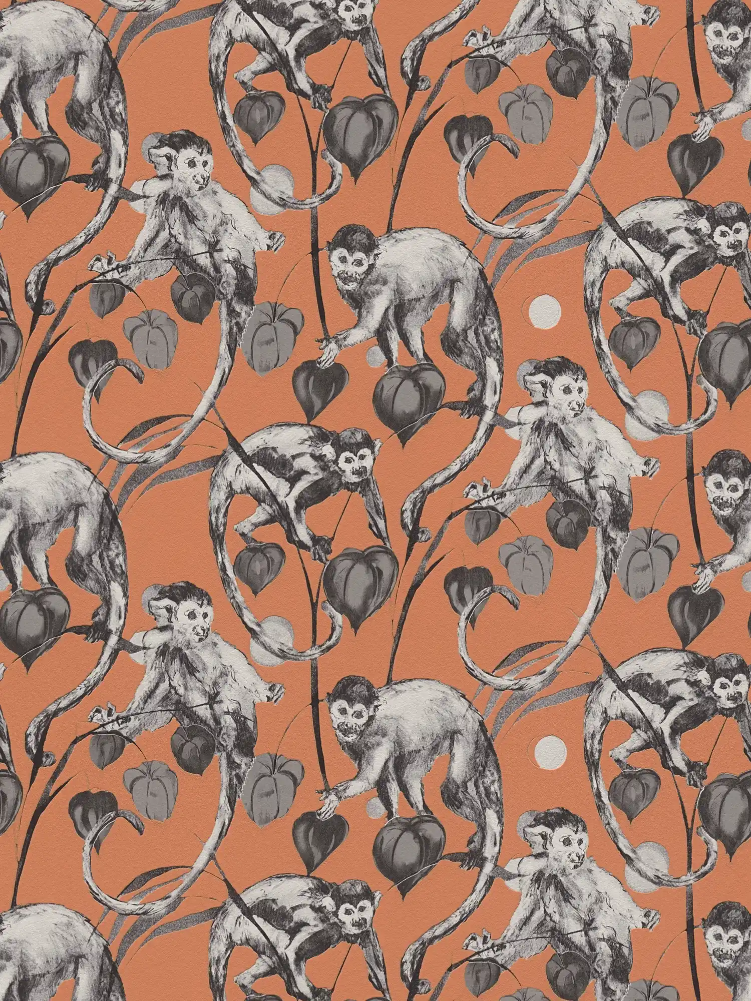 Papel pintado MICHALSKY motivo mono y selva - naranja, gris
