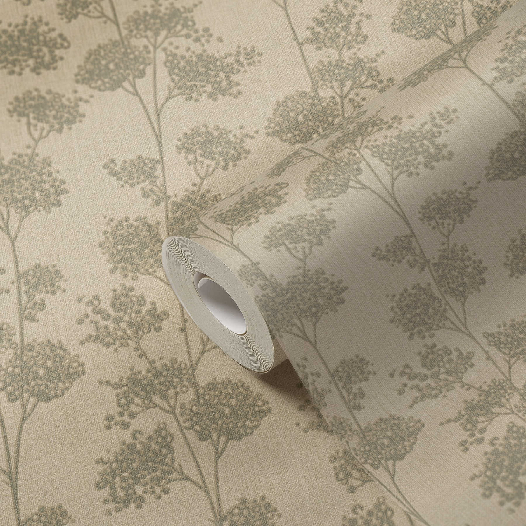             Papier peint aspect lin Style maison de campagne & motif naturel - Beige
        