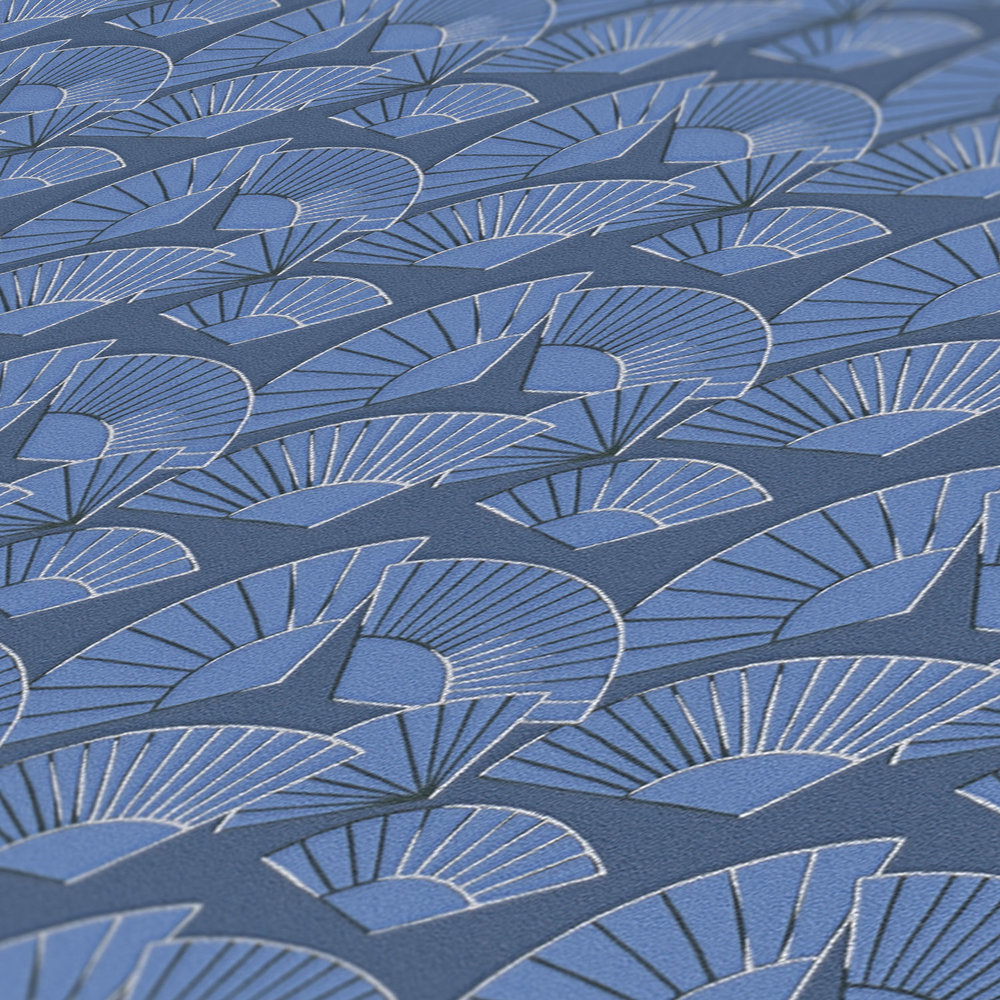             Wallpaper Karl LAGERFELD fan design - Blue, Metallic
        