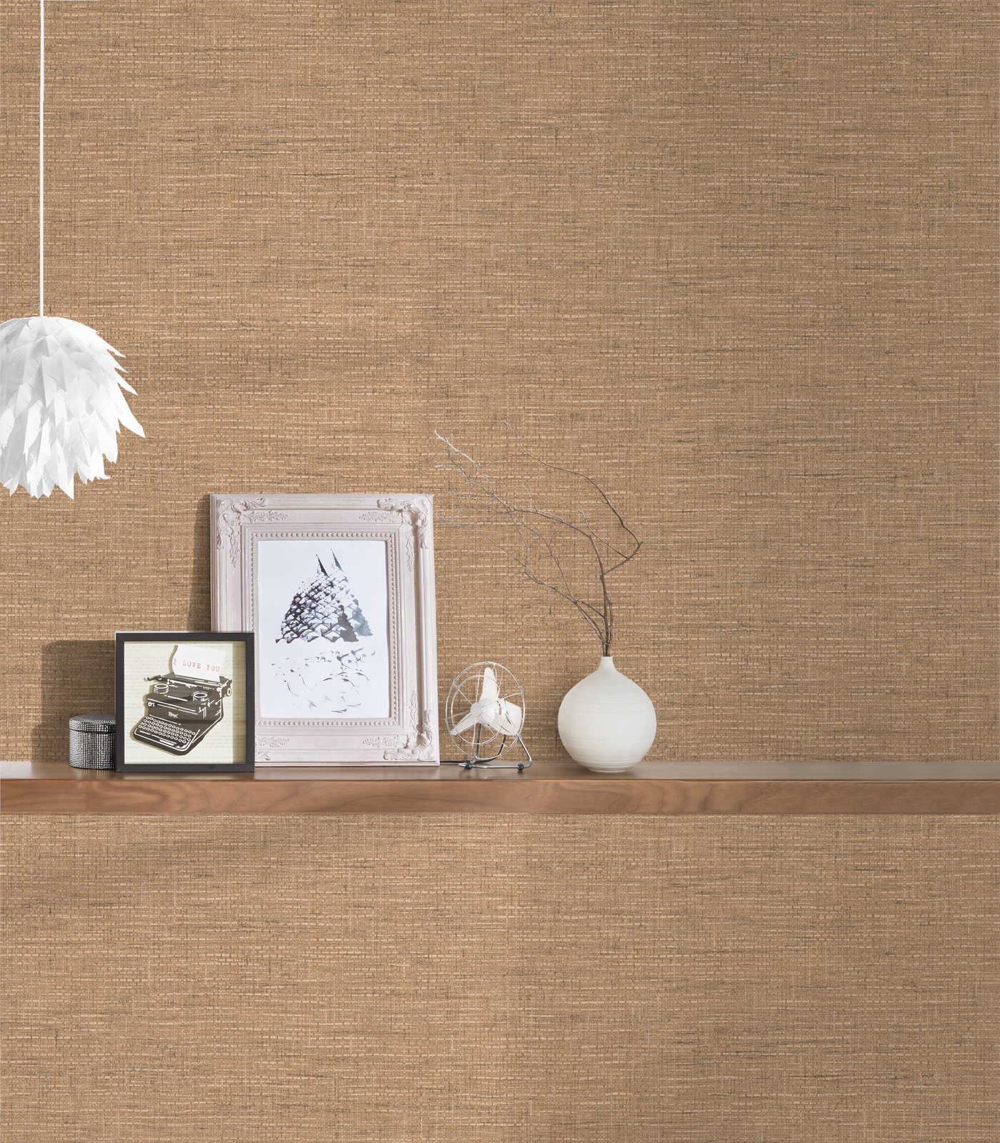             Raffia style raffia wallpaper with fabric look - beige
        